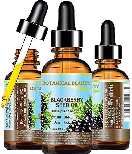 Botanical Beauty Blackberry Seed Oil 100% Pure Natural Cold Pressed For Face, Skin, Hair 0.5 Oz