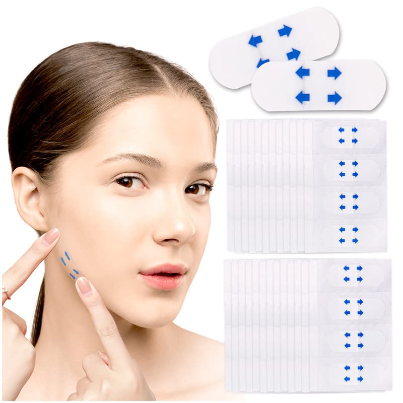 Kalevel 100 Pcs Instant Face Lift Tape - Clear, Hypoallergenic, Breathable Skin Stickers