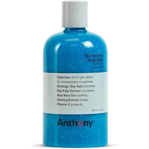 Anthony Sea Salt Exfoliating Body Scrub With Vitamin C & Aloe Vera, 12 Fl Oz, Hydrating Kelp