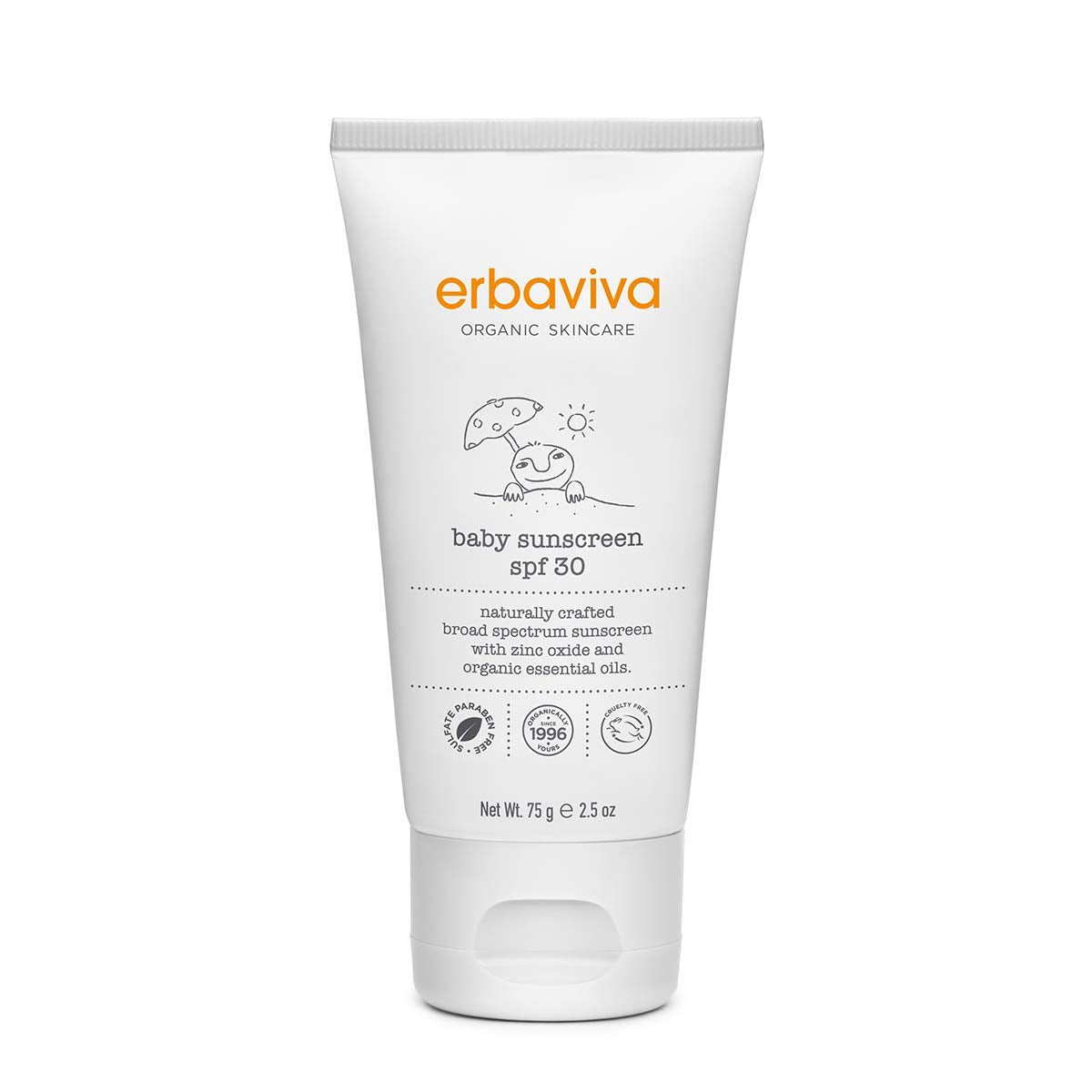 Erbaviva Organic Baby Sunscreen 2.5Oz - Coral Reef Safe, Uva/Uvb Protection, Water Resistant