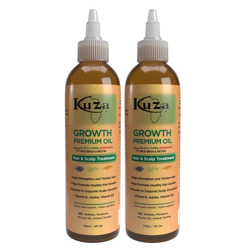 Kuza Premium Growth Oil With Black Cumin & Rosemary, 4 Oz (Pack Of 2) - Hair Care Solution