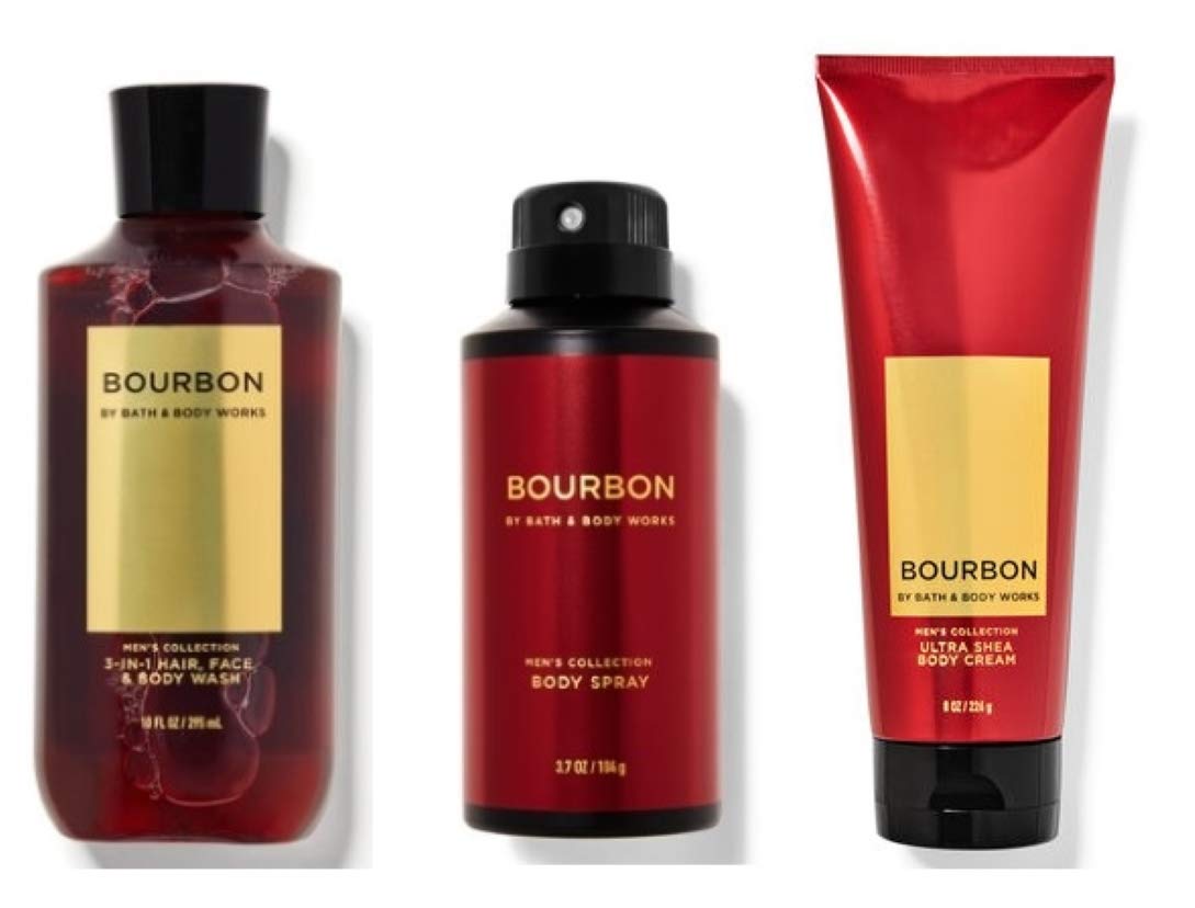 Bath & Body Works Bourbon Set - Ultra Shea Body Cream, 2-In-1 Wash & Deodorizing Spray