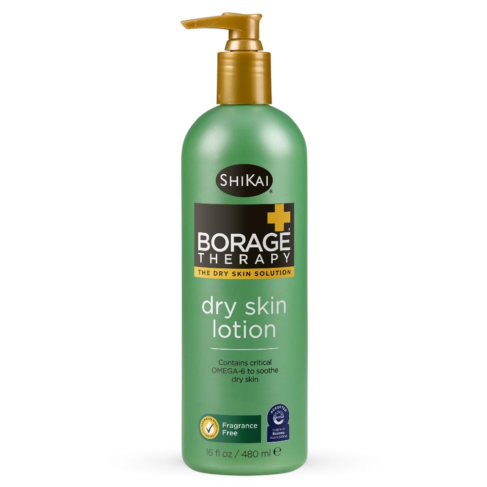 Shikai Borage Therapy Dry Skin Lotion 16 Oz - Unscented Moisturizer With Oatmeal & Shea Butter