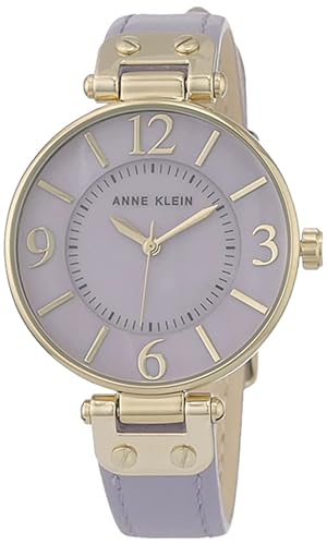 Anne Klein Women'S Lavender Gold Dress Watch, Japanese Quartz, Leather Strap, Model 10/9168Lmlv