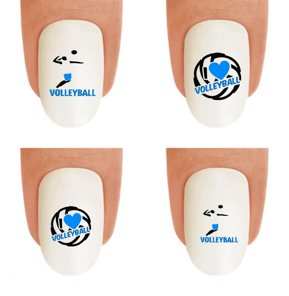 Hipzysticky I Love Volleyball Nail Decals - Royal Blue Waterslide Art For Diy Nail Design