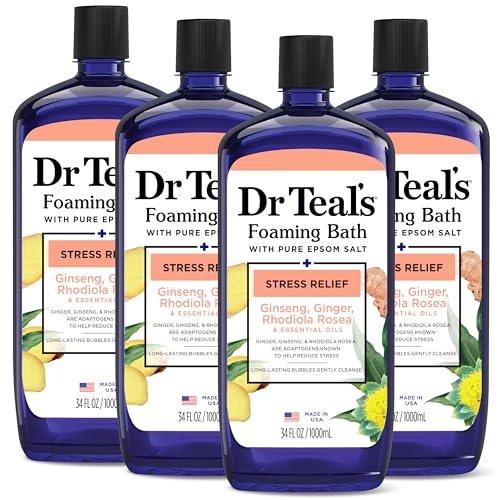 Dr Teal'S Stress Relief Foaming Bath With Epsom Salt, Ginseng & Ginger, 34 Fl Oz (Pack Of 