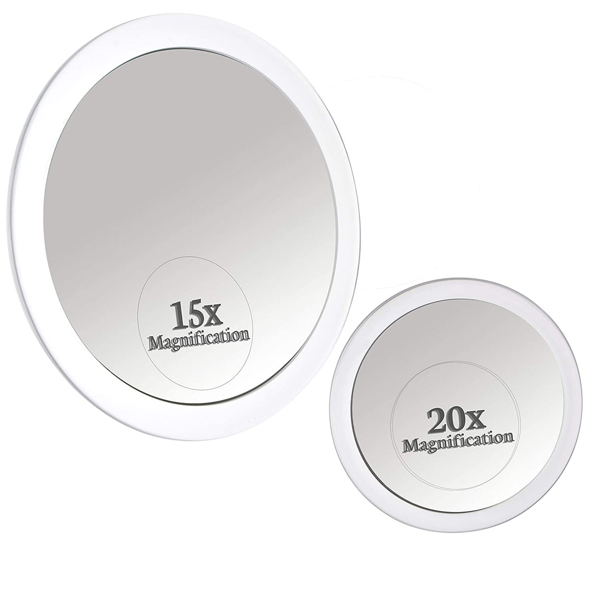 Mirrorvana 20X & 15X Magnifying Mirror Set - Compact Travel Makeup Mirror With Suction Cups