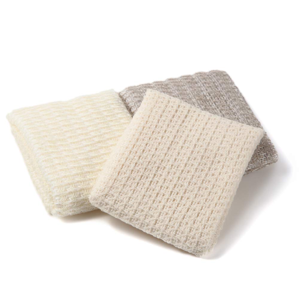 Terra Distribution Exfoliating Washcloth Set - Plant-Based Loofah Shower Back Scrubber (3Pcs)