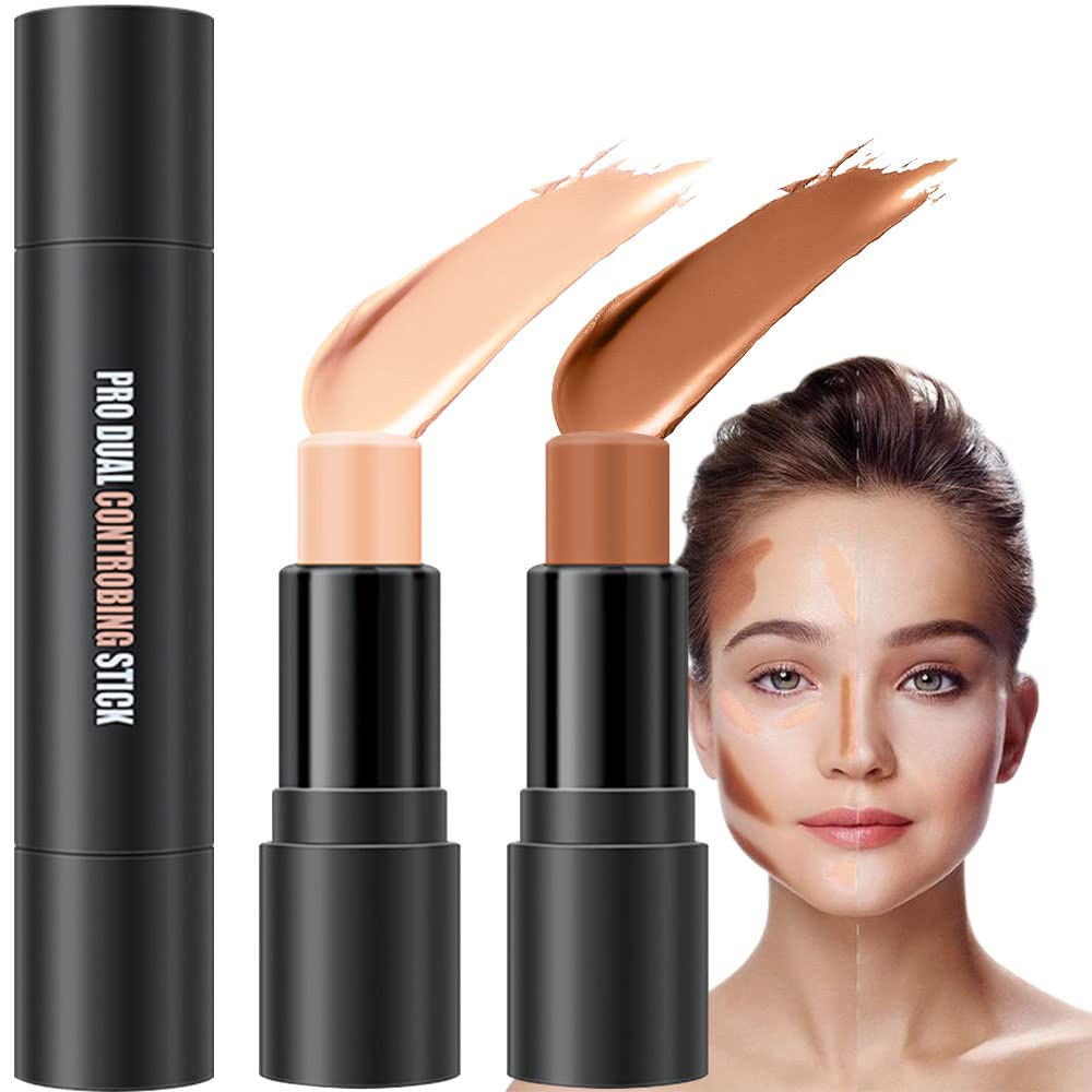 Evpct 2In1 Cream Contour Stick - Lightweight Contouring Concealer For Beginners, Lotus & Light Brown