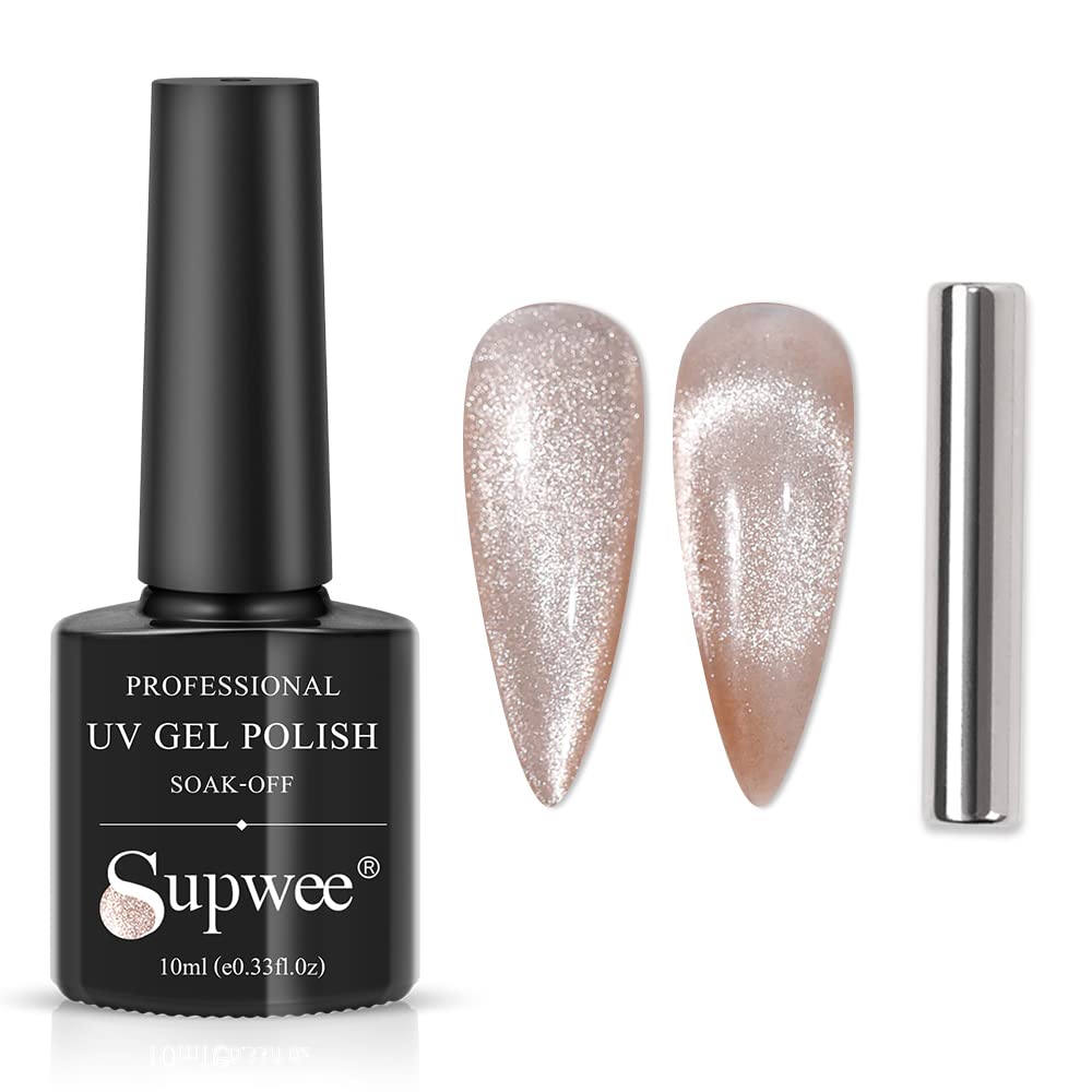 Supwee Cat Eye Gel Nail Polish, Apricot, 10Ml Magnetic Soak Off Uv/Led Polish