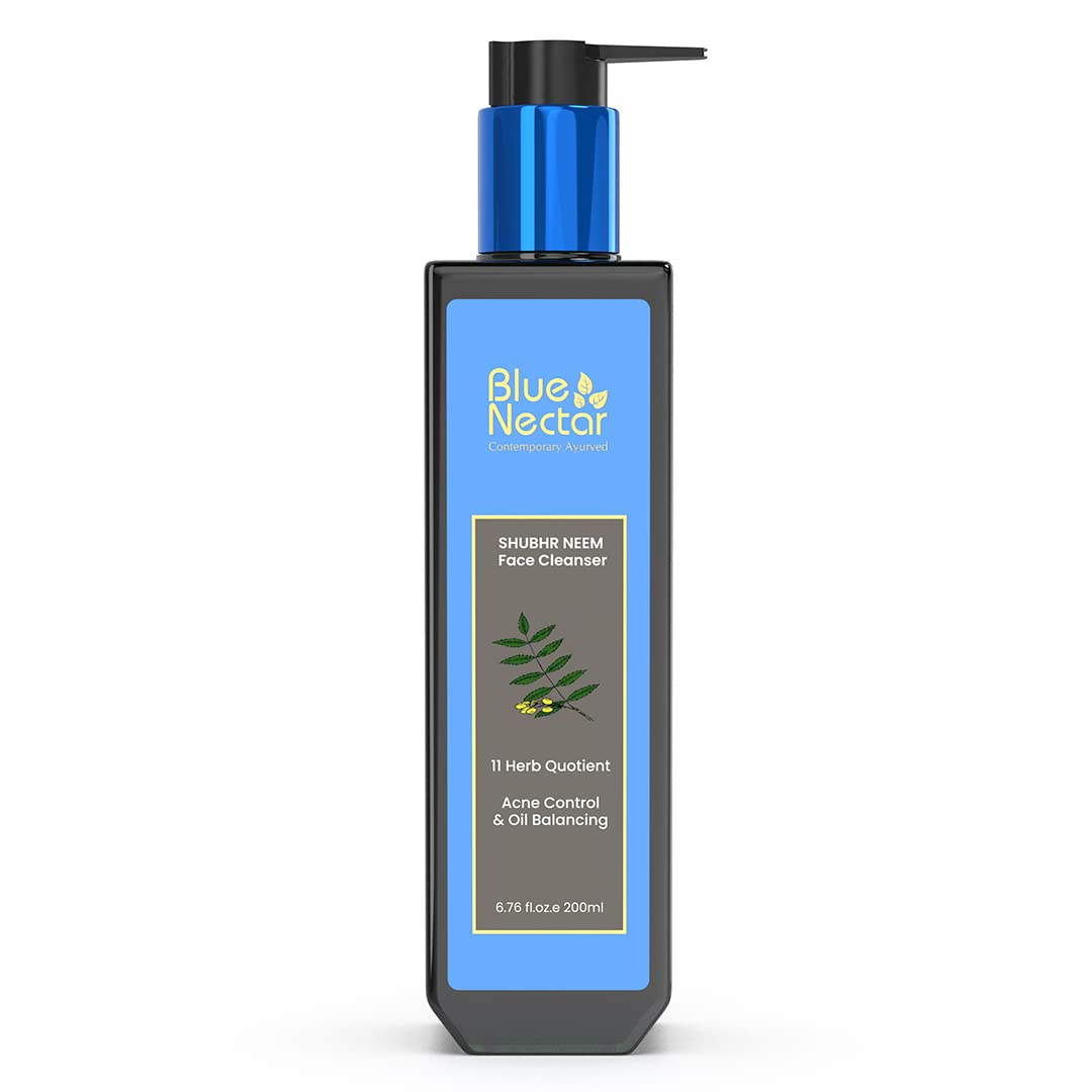 Blue Nectar Vitamin C Face Wash For All | Anti-Acne Cleanser With Neem & Honey, 6.76 Fl Oz