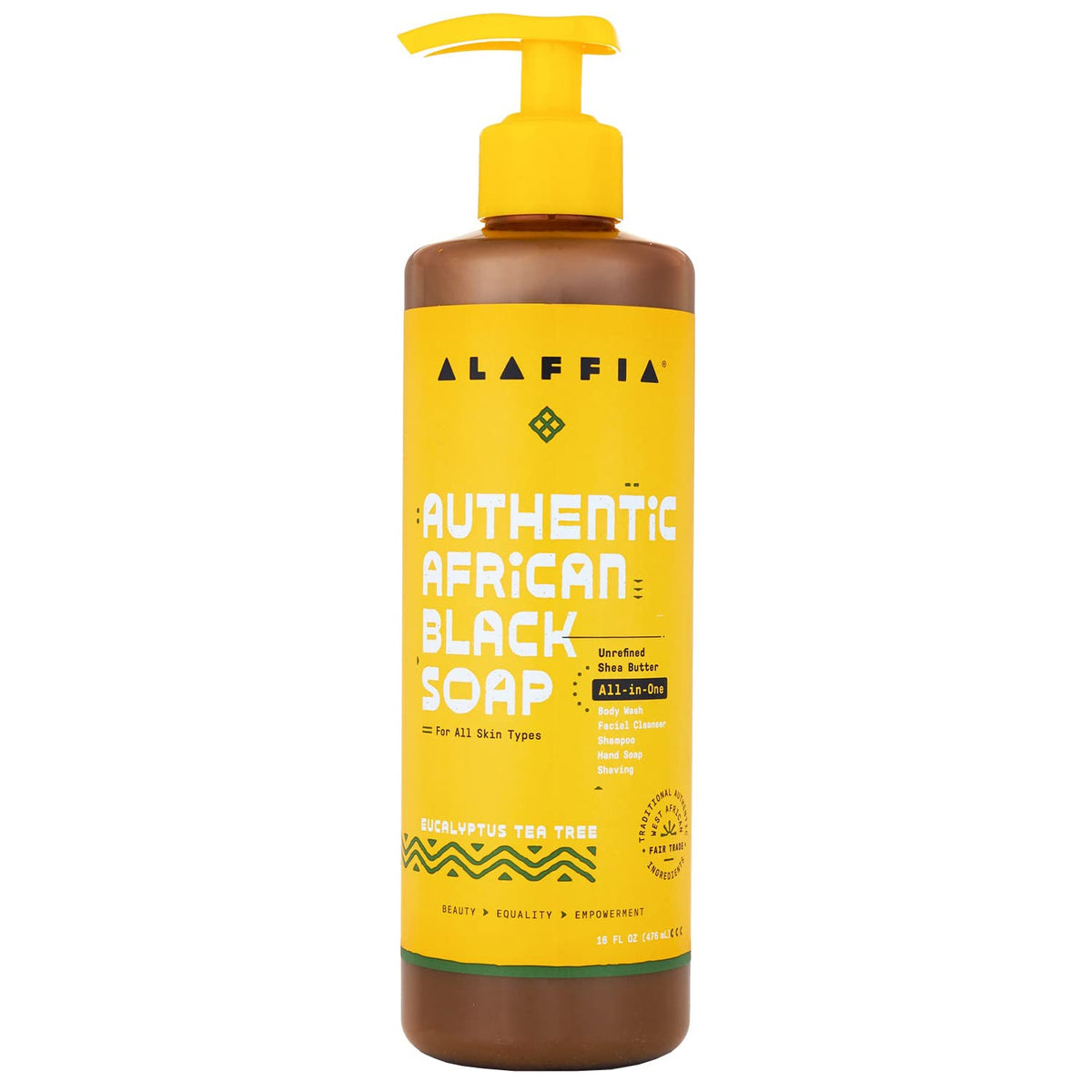 Alaffia African Black Soap, Eucalyptus & Tea Tree, 16 Fl Oz - All-In-One Cleanser