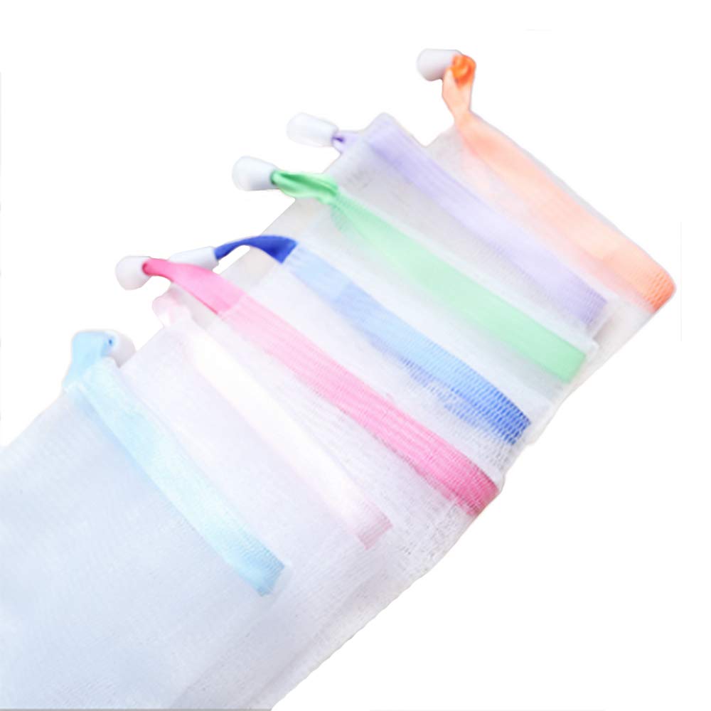 Andiker Soft Soap Bag Set - 7 Colorful Nylon Pouches With Drawstring For Shower & Drying