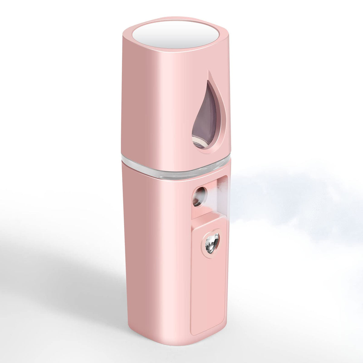 Giverare Nano Facial Steamer - Usb Rechargeable Mini Mister With Mirror For Skin Care - Pink