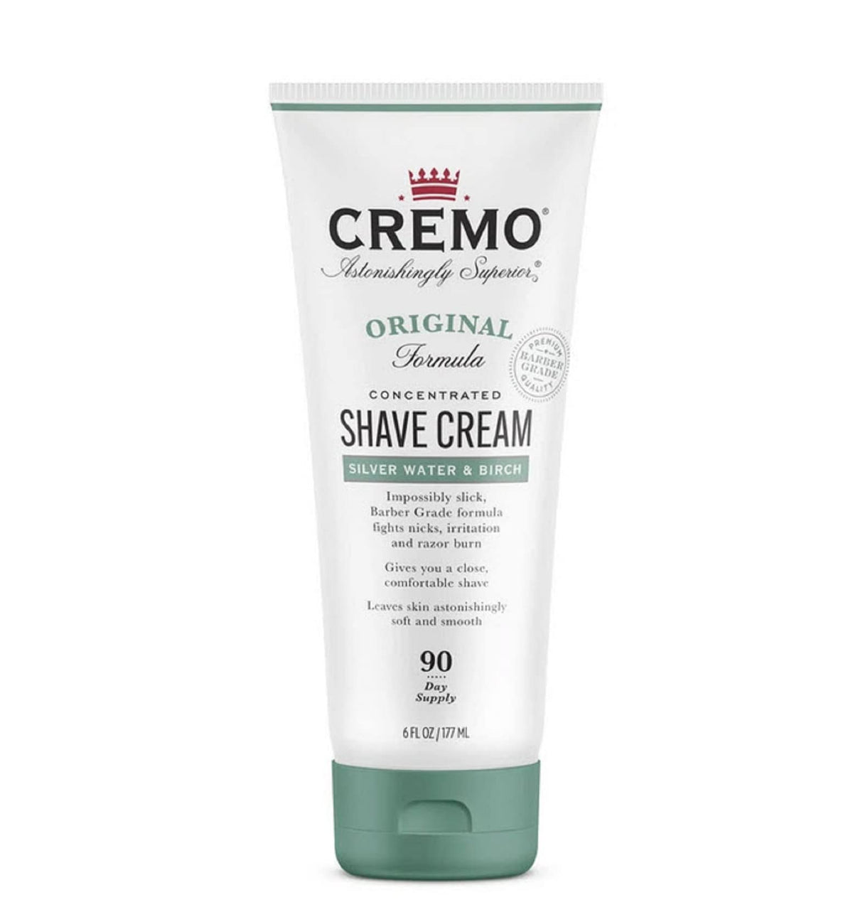 Cremo Barber Grade Silver Shave Cream - Ultra-Slick, 6 Fl Oz, Fights Nicks & Razor Burn