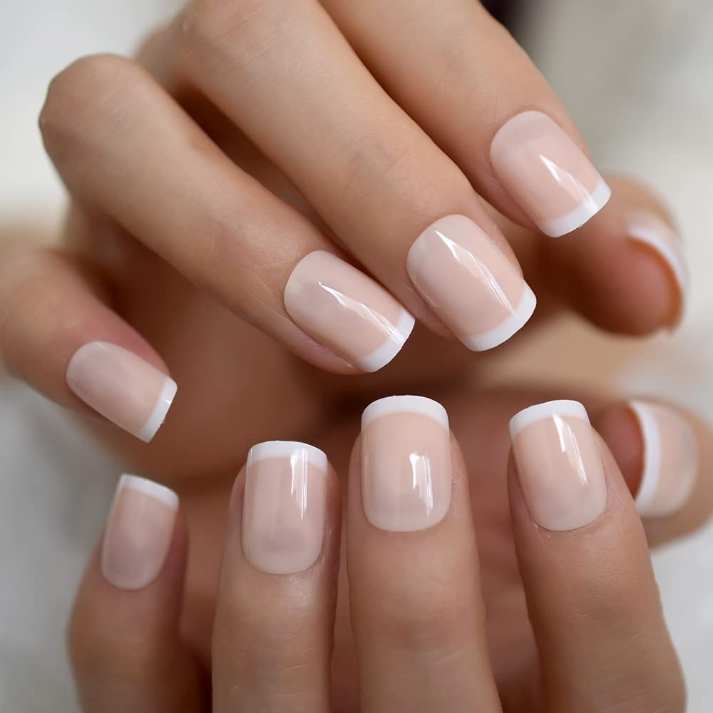 Coolnail Summer Nude Beige French Press-On Nails, Glossy Full Cover Nail Art Tips