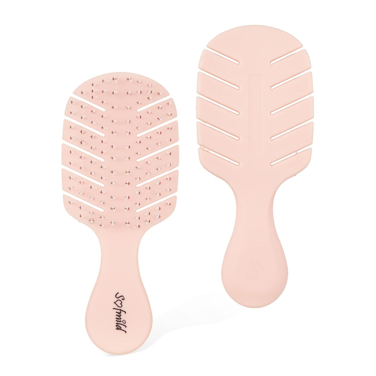 Sofmild Mini Travel Hair Brush - Fast Dry Detangler For Curly Hair, Small Pink