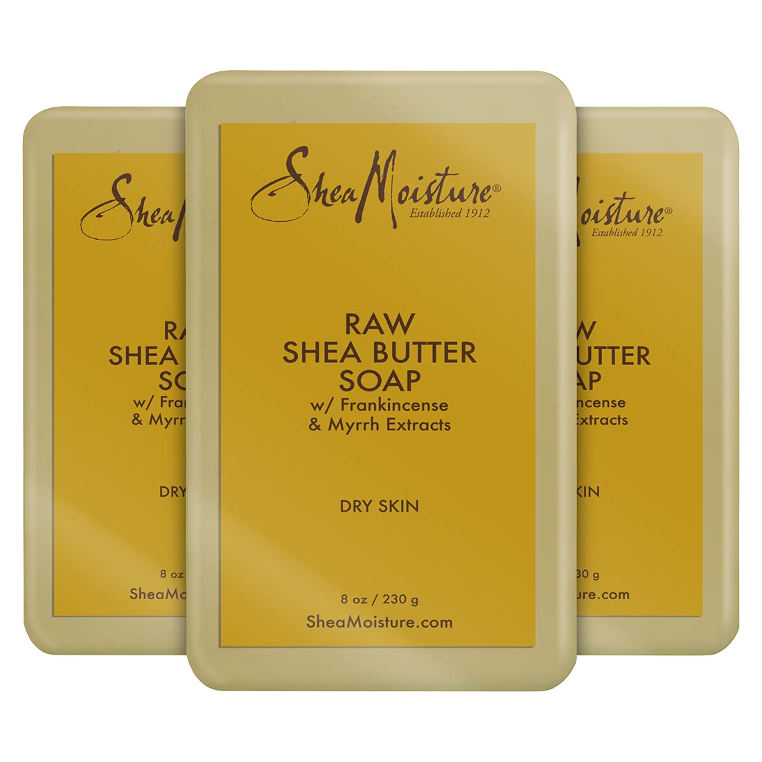 Sheamoisture Raw Shea Butter Face & Body Bar Soap, 8 Oz, 3 Count - Paraben Free For Dry Skin