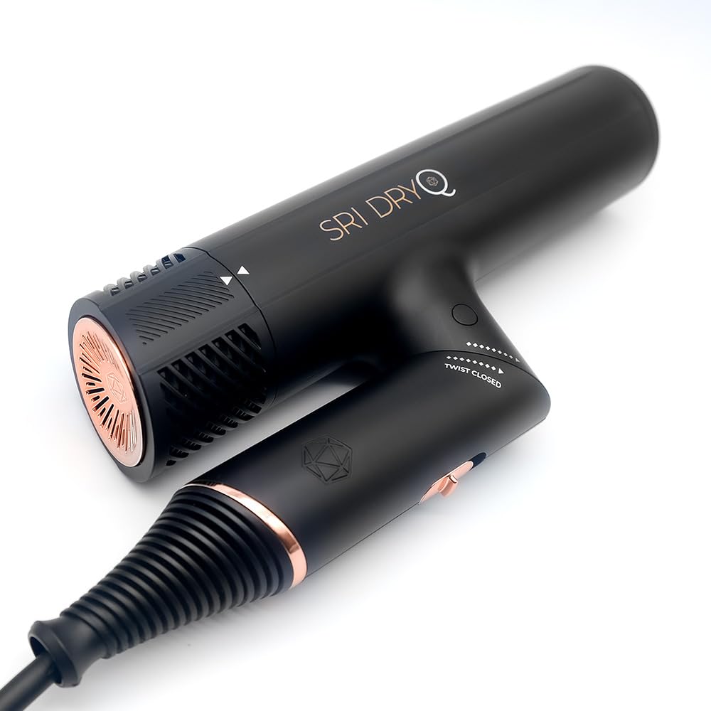 Skin Research Institute Dryq Hair Dryer - Lightweight, Foldable, Infrared, Ionic, 3 Attachments