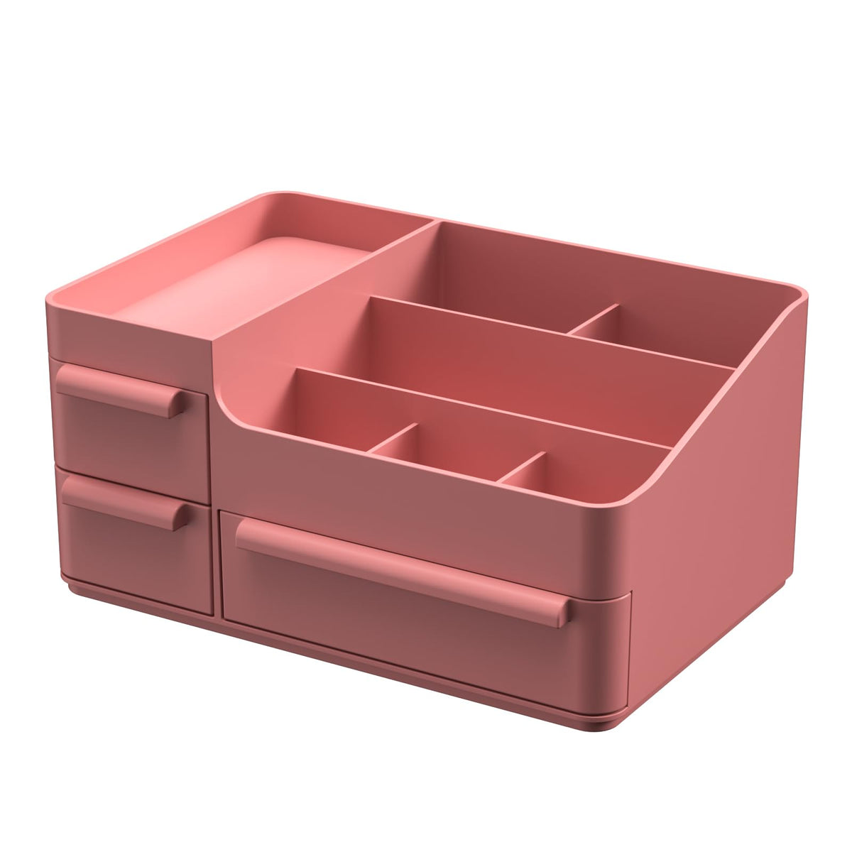 Chancetsui Pink Vanity Makeup Organizer - Compact Desk Organizer With Drawers For Beauty Supplies