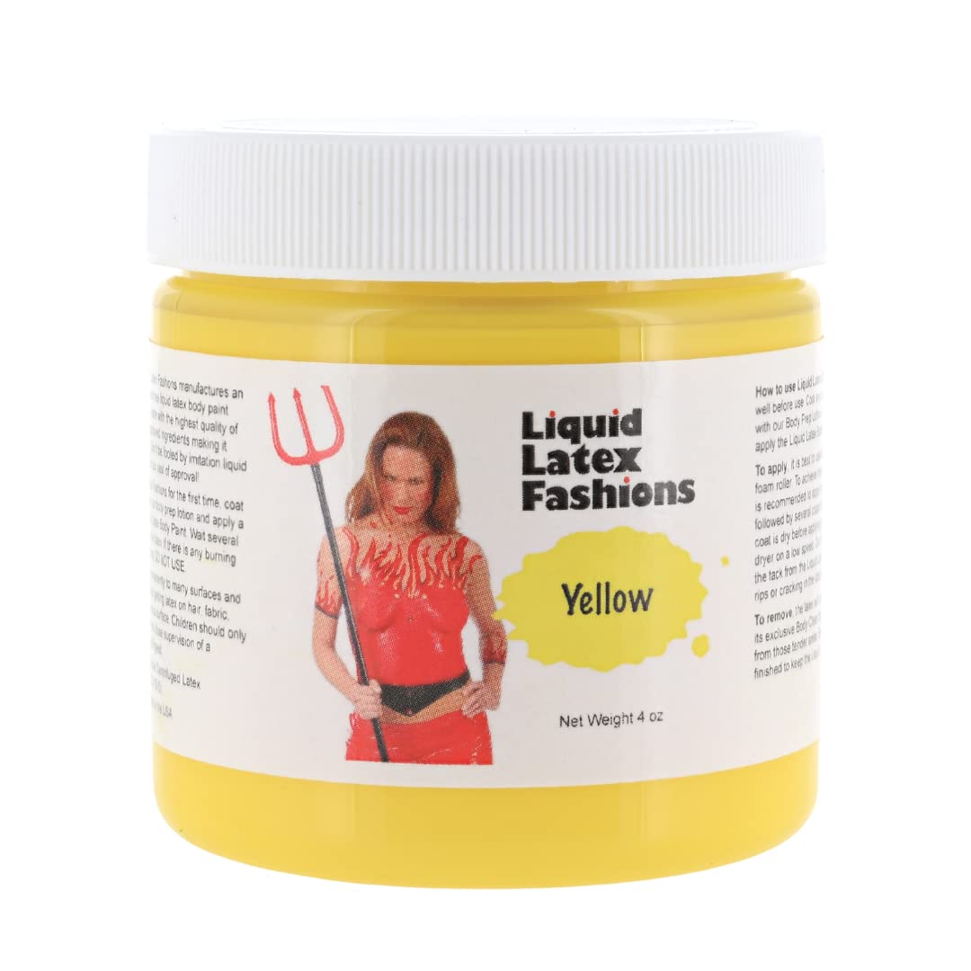 Liquid Latex Fashions Yellow Ammonia-Free Liquid Latex Paint For Adults & Kids, 4 Oz