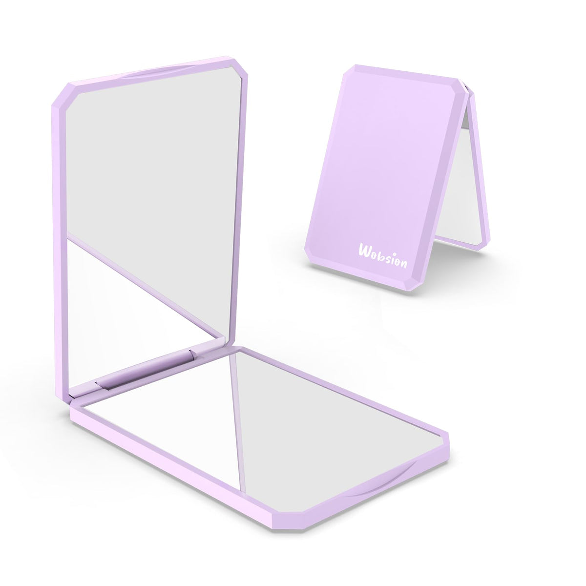 Wobsion 2-Sided Compact Mirror - 1X/2X Magnifying Handheld Makeup Mirror, Portable, Purple