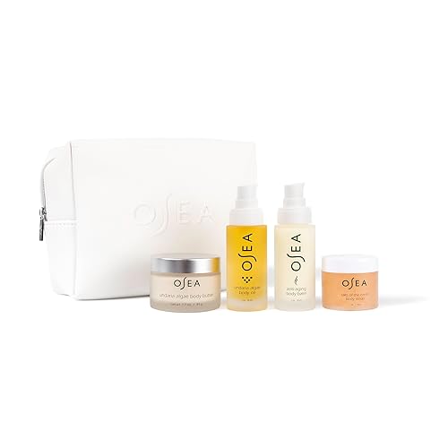 Osea Bestsellers Bodycare Set - 4-Piece Vegan Leather Travel Kit With Body Oil, Scrub, Balm, Butter