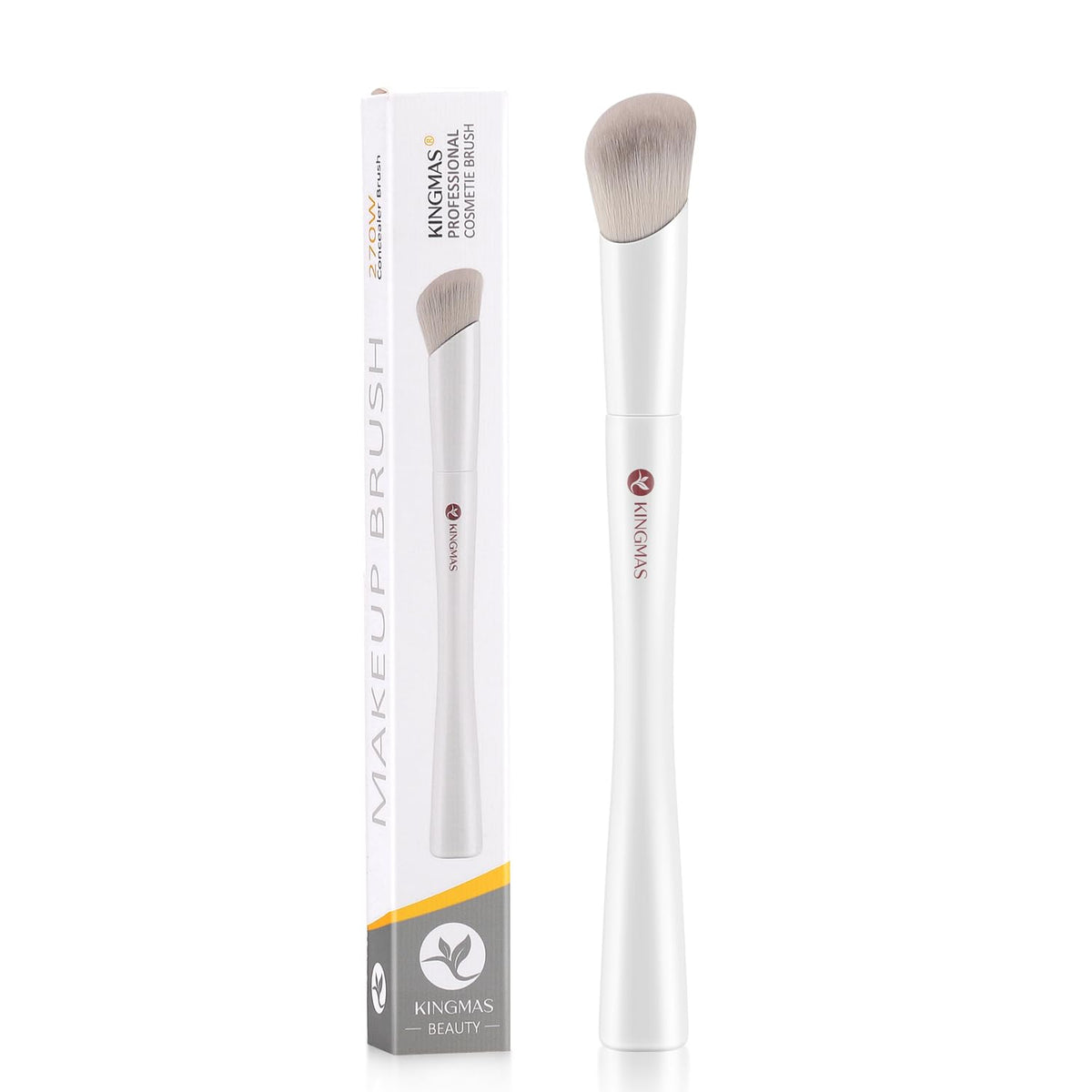 Kingmas Angled Concealer Brush - Kabuki Makeup Brush For Liquid, Cream & Powder - White 270W