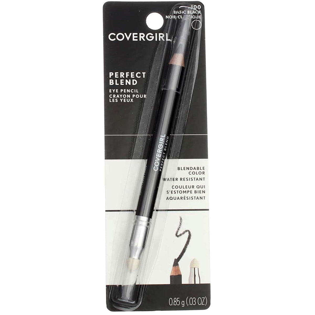 Covergirl Perfect Blend Eye Pencil, Basic Black - 0.03 Oz, Pack Of 6