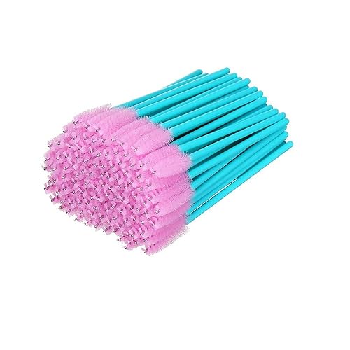 Myaokue-Up 100Pcs Disposable Mascara Wands, Blue/Pink Eyelash Extension Brushes