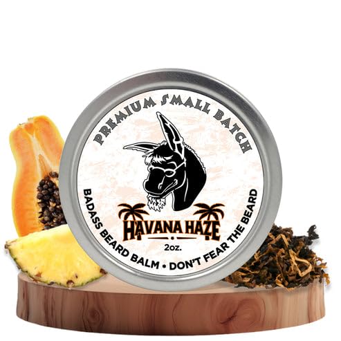 Badass Beard Care Beard Balm - Havana Haze, 2Oz, All Natural, Softens Beard & Reduces Itch