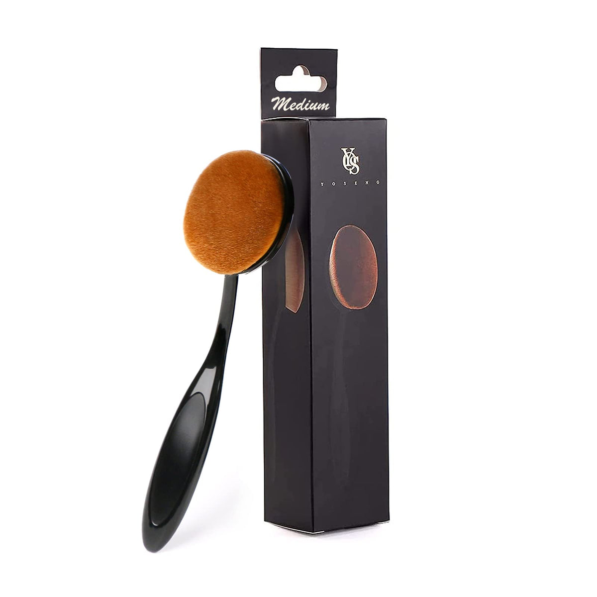 Yoseng Oval Foundation Brush - Black Synthetic Hair Makeup Brush For Liquid & Cream Application