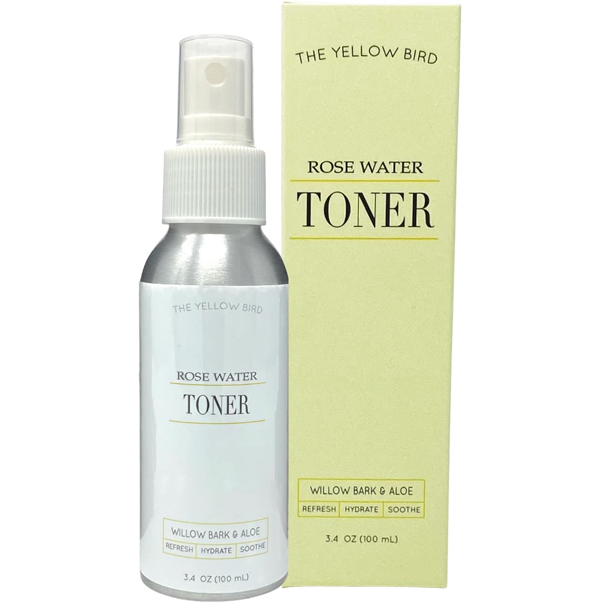 The Yellow Bird Rose Water Face Toner - Hydrating Spray For Redness, Puffiness & Makeup Setting 3.4Oz