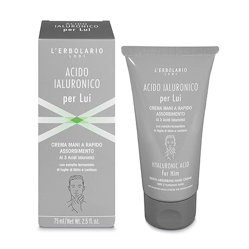 L'Erbolario Hyaluronic Acid Hand Cream For Men - Quick-Absorbing, 2.5 Oz, Cranberry