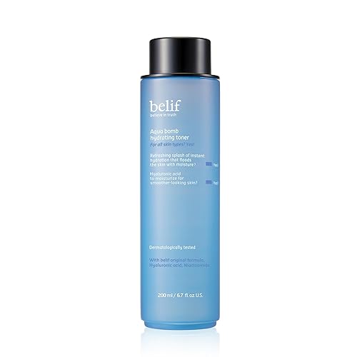 Belif Aqua Bomb Hydrating Toner With Niacinamide & Hyaluronic Acid, 6.7 Fl Oz, All Skin Types