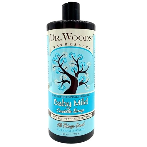 Dr. Woods Unscented Baby Mild Liquid Castile Soap, Organic Shea Butter, 32 Fl Oz