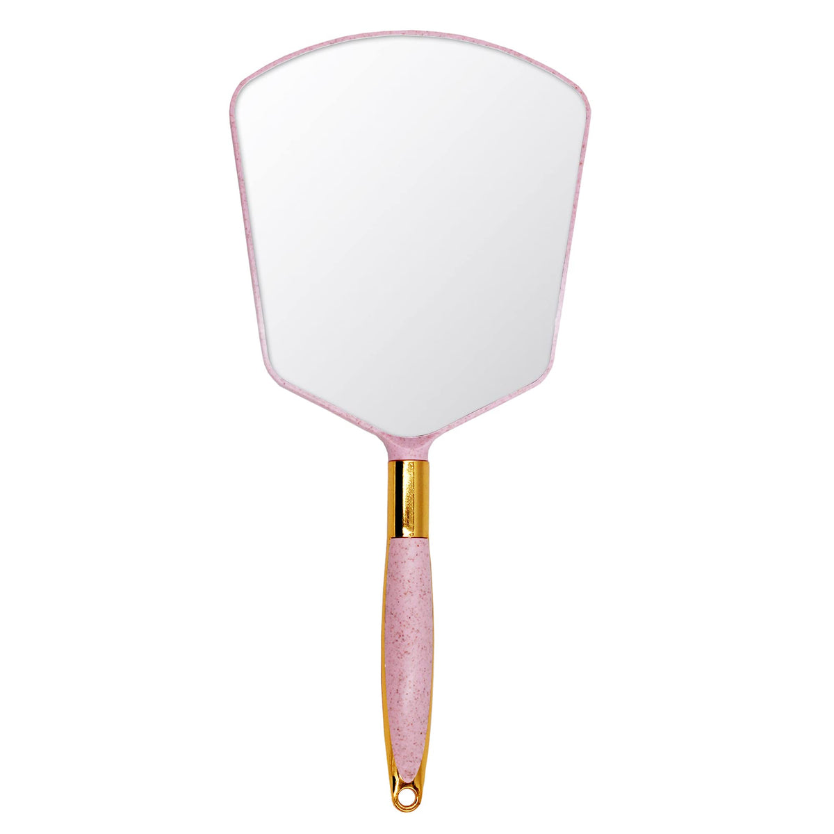 Eaoundm Pink Hand Held Makeup Mirror With Handle, 6&quot;X13&quot; For Home, Bathroom & Salon