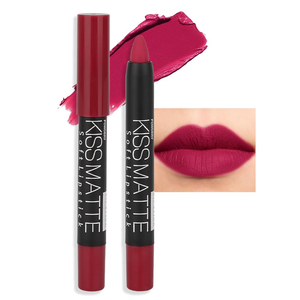 Bingbrush Matte Lipstick Set - Waterproof Velvet Lip Crayon, 02# Longwear Color Sticks