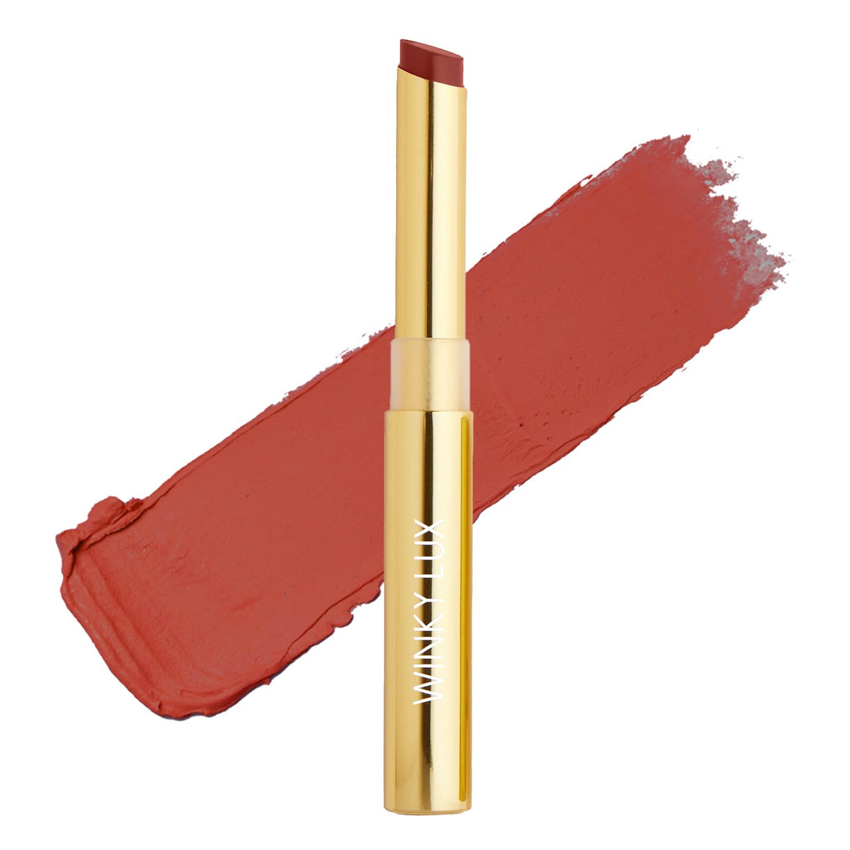 Winky Lux Skinny Plump Demi-Matte Lipstick - Natural Weightless Crayon In Rom Com (Dirty Peach)