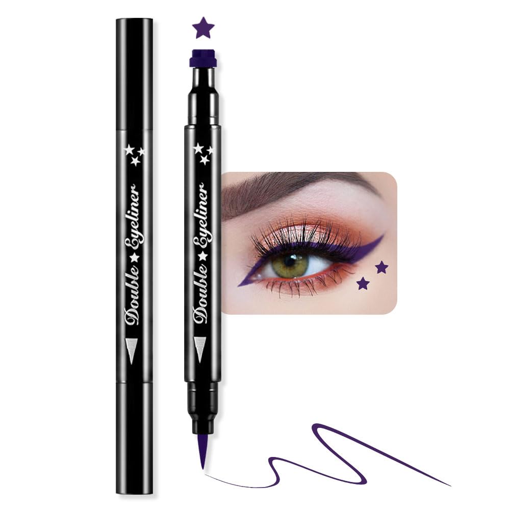 Bingbrush Double-Head Liquid Stamp Eyeliner Pencil - Colorful Waterproof Gel Felt Tip 05#Star&Purple