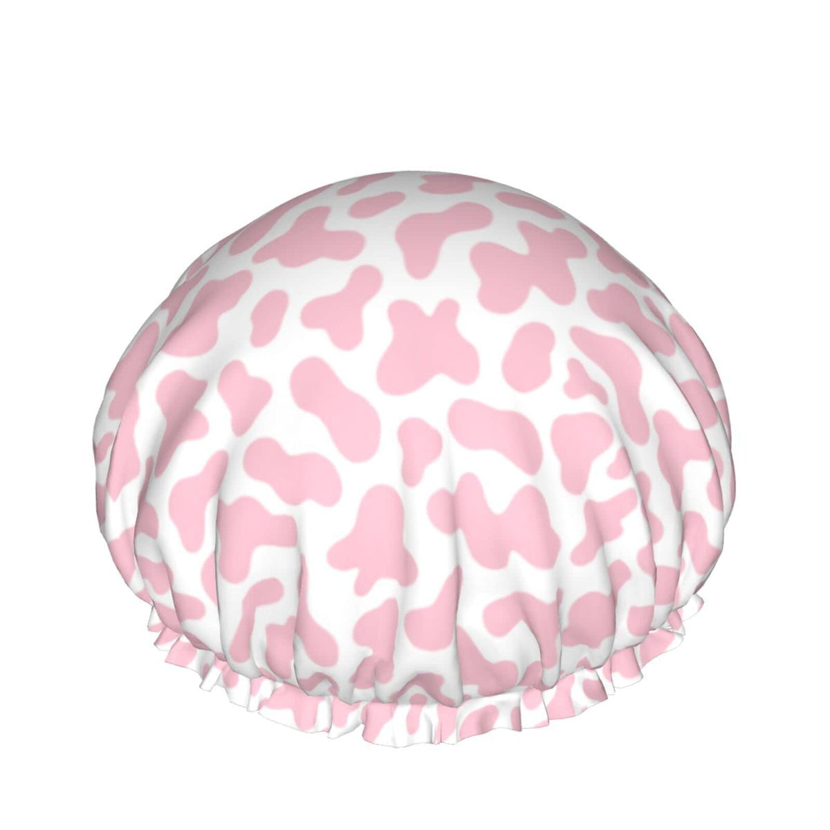 Wizfuyq Pink Cow Skin Abstract Shower Cap For Women - Adjustable, Double Waterproof, Reusable