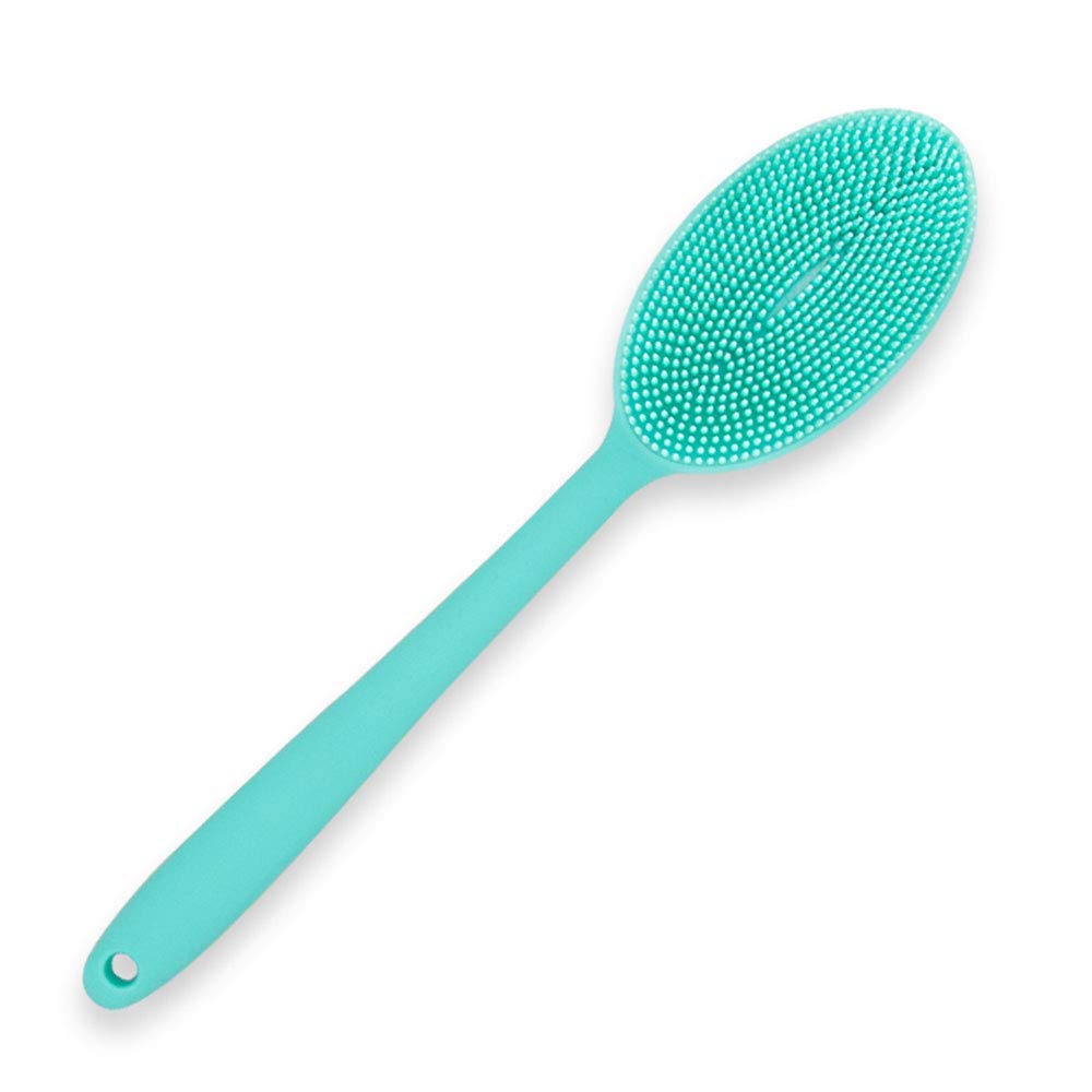 Wolf War Silicone Back Scrubber - Long Handle Bath Body Shower Brush, Green