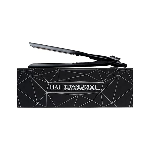 HAI Titanium XL Flat Iron - Extra Long Plates, Ionic Hair Straightener for Fast Styling, Black