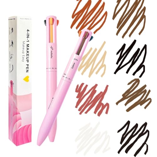 Mknzome 4-In-1 Makeup Pen, 8 Colors Eyebrow, Eye Liner, Lip Liner, High