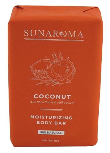 Sunaroma Coconut Soap Bar 8 Ounce - Pack Of 6, Moisturizing & Nourishing Cleansing Soap