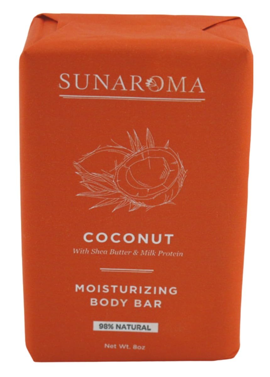 Sunaroma Coconut Soap Bar - 8 Ounce (3 Pack) - Moisturizing & Natural Cleanser