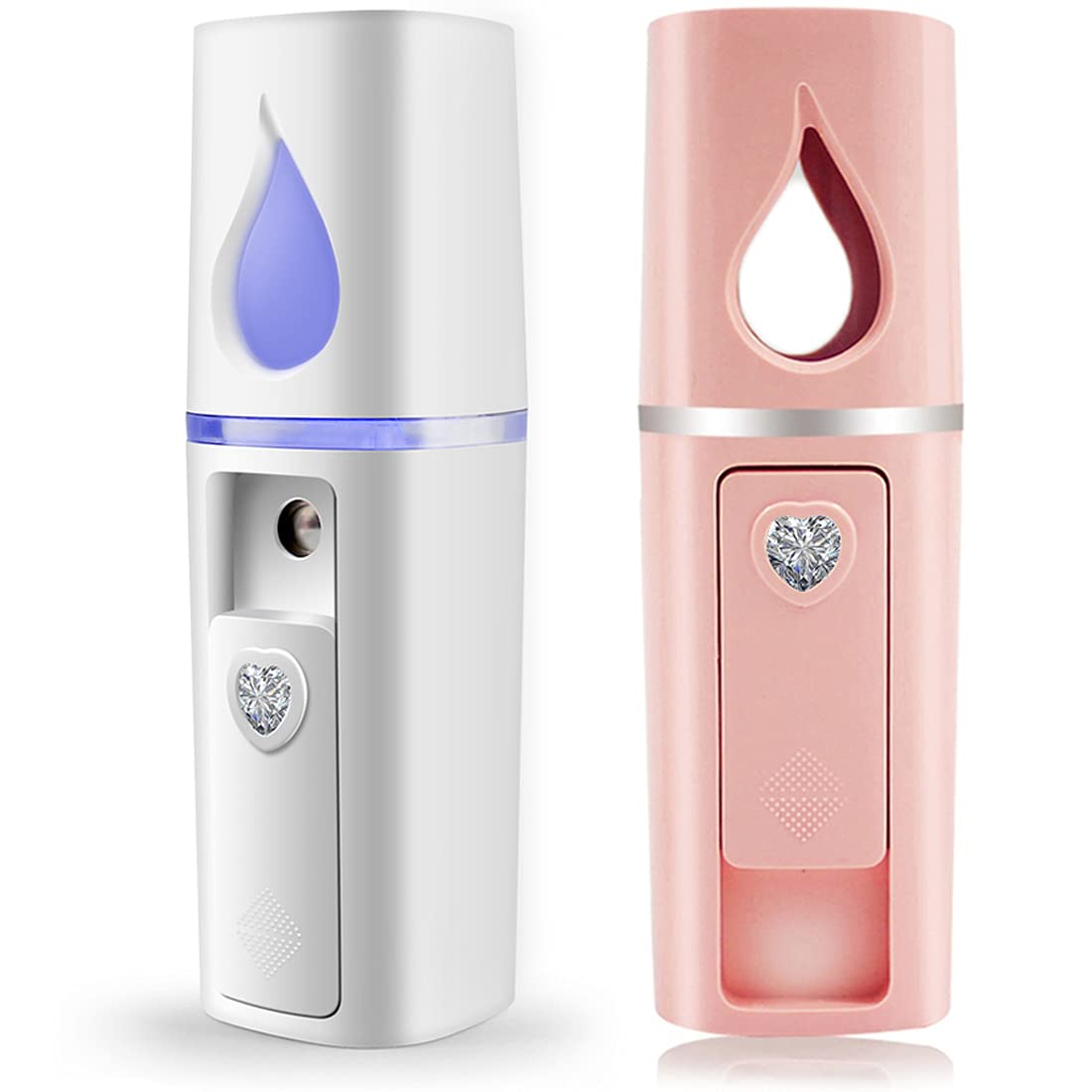 Yunyilan Portable Nano Facial Mister Steamer With Mirror & 20Ml Water Tank - 2 Packs