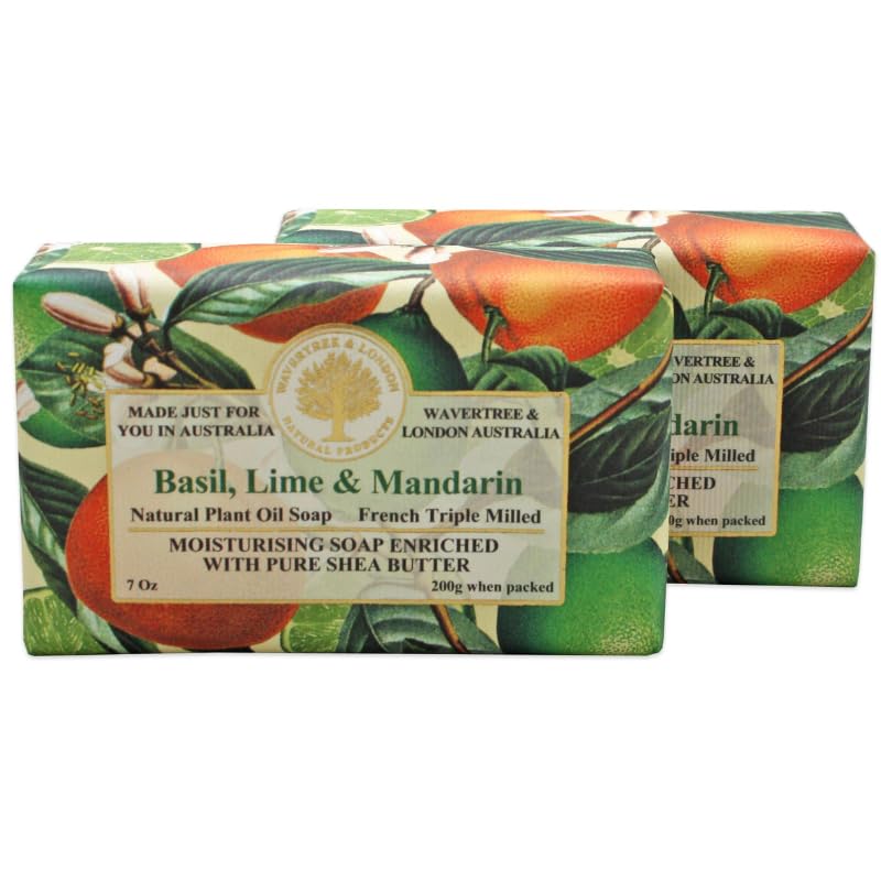 Wavertree & London Basil Lime Mandarin Soap Bars - 7Oz Moisturizing Triple Milled Natural Soap