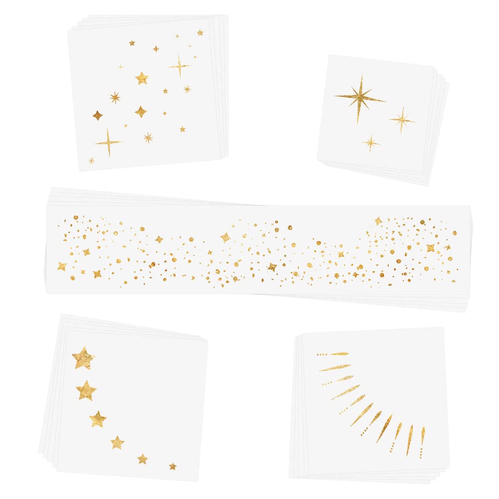 Flash Tattoos Twinkling Lights Set Of 25 Metallic Gold Waterproof Temporary Face Tattoos