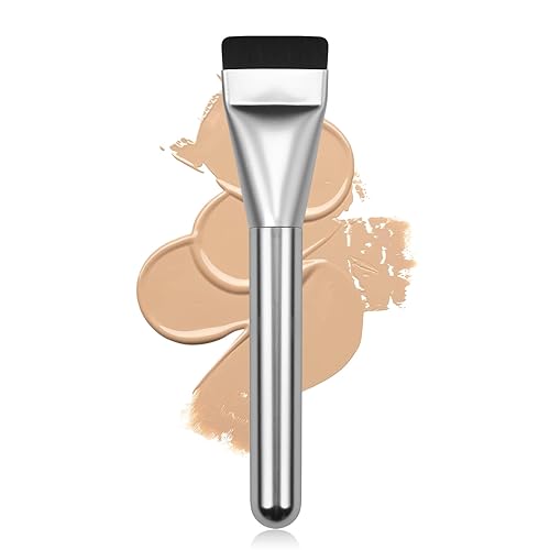 Beautyfactor Silver Flat Foundation Brush - Premium Korean Makeup Brush For Liquid Foundation